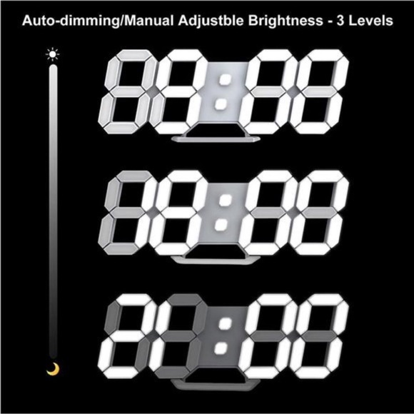 3D Led Digital Alarm Desk Clock Small Wall Clock Snooze Dimmable Time Memory - Picture 4 of 6